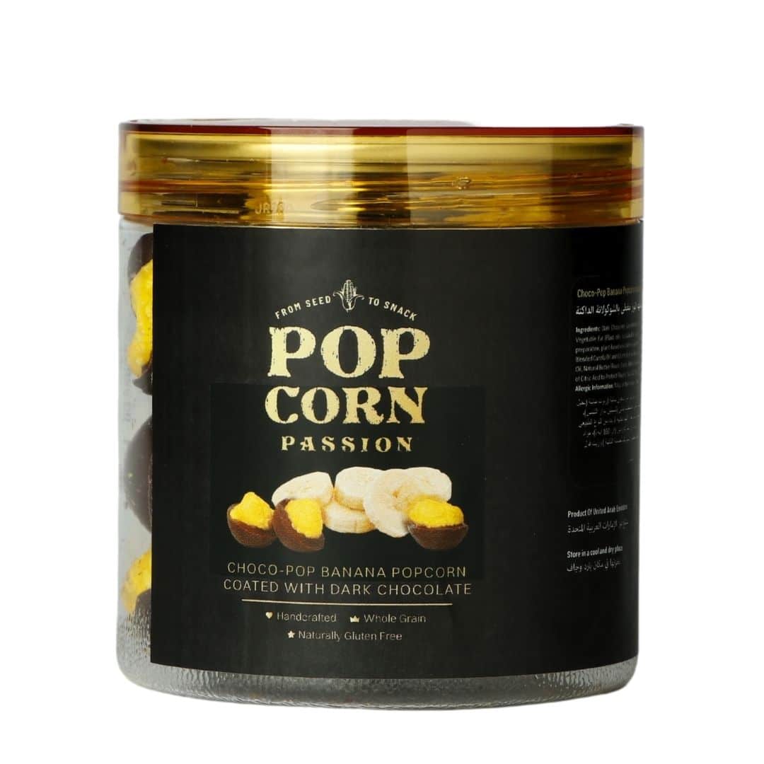 Banana Popcorn coated with Dark Chocolate