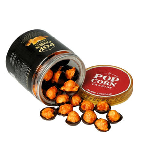 Orange Popcorn coated with Dark Chocolate
