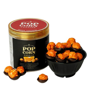 Orange Popcorn coated with Dark Chocolate