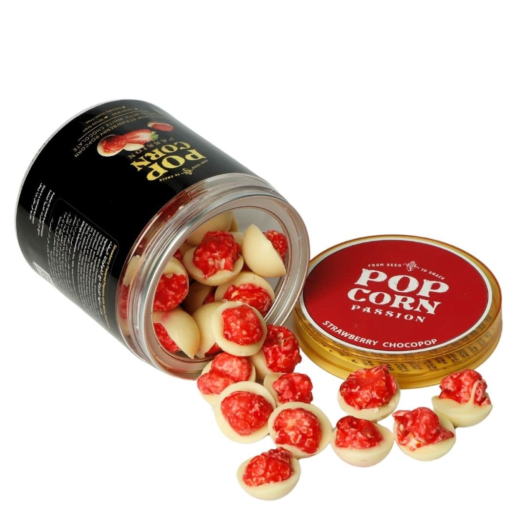 Strawberry Popcorn Coated with White Chocolate