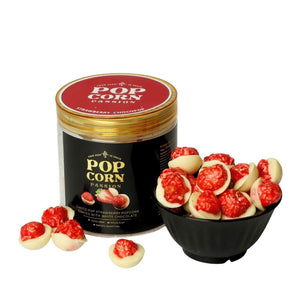 Strawberry Popcorn Coated with White Chocolate
