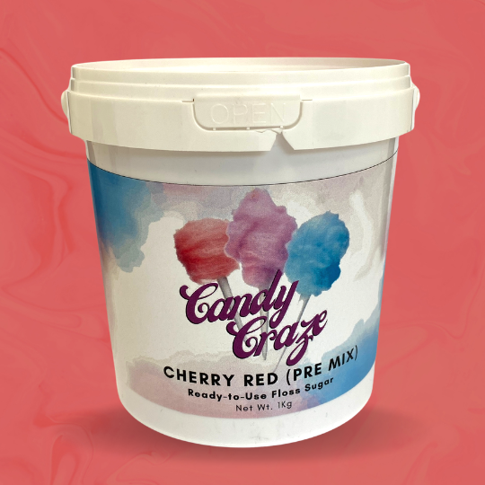 Cherry Red Floss Sugar Premix (1 KG) – fun food equipment and supplies for UAE customers, Dubai